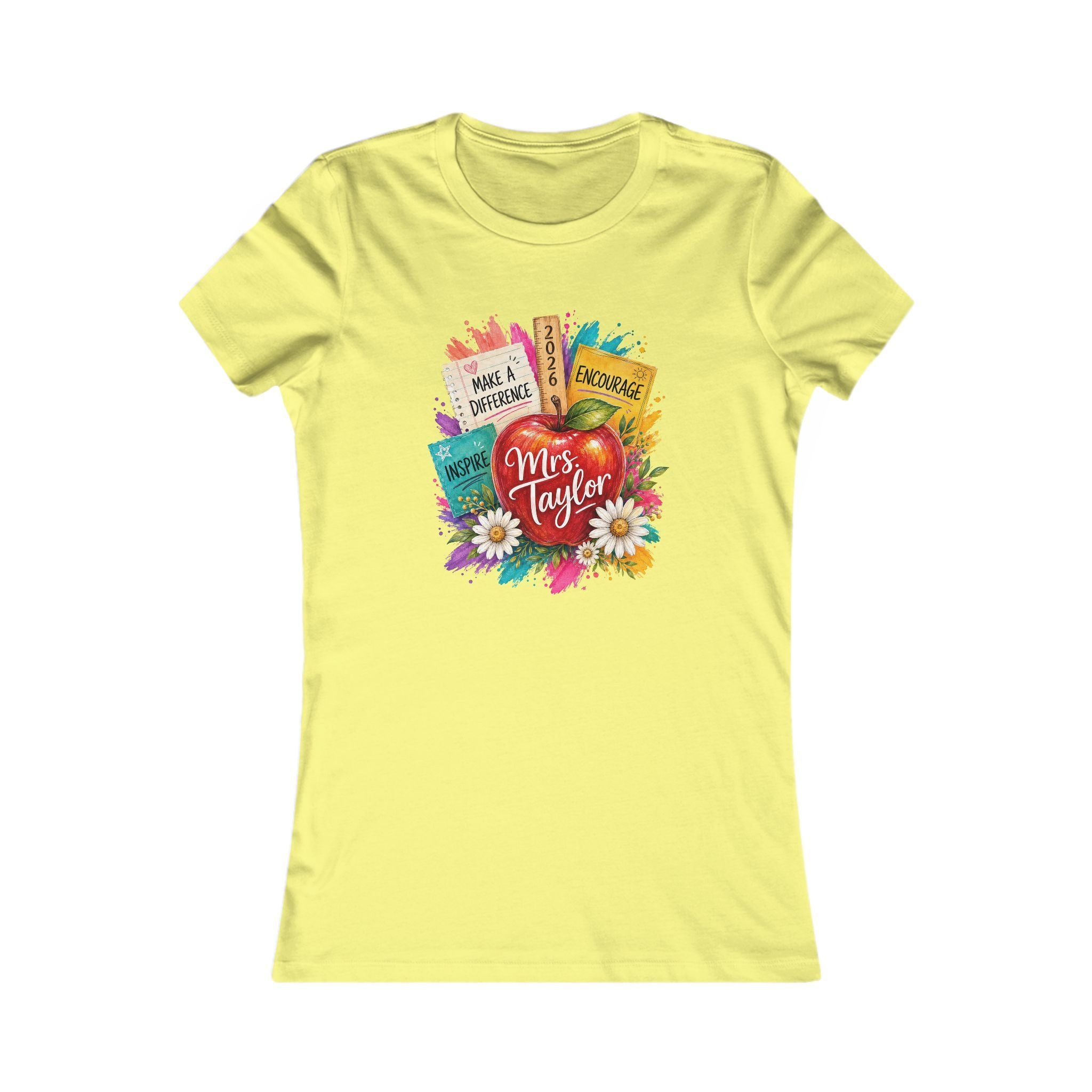 Teacher Appreciation T‑Shirt — "Mrs. Taylor" Colorful Apple & Books Design