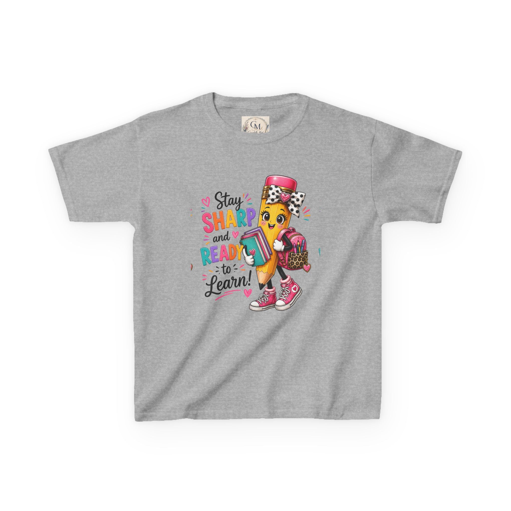 Stay Sharp and Ready to Learn Kids T-Shirt - Back-to-School Pencil Design