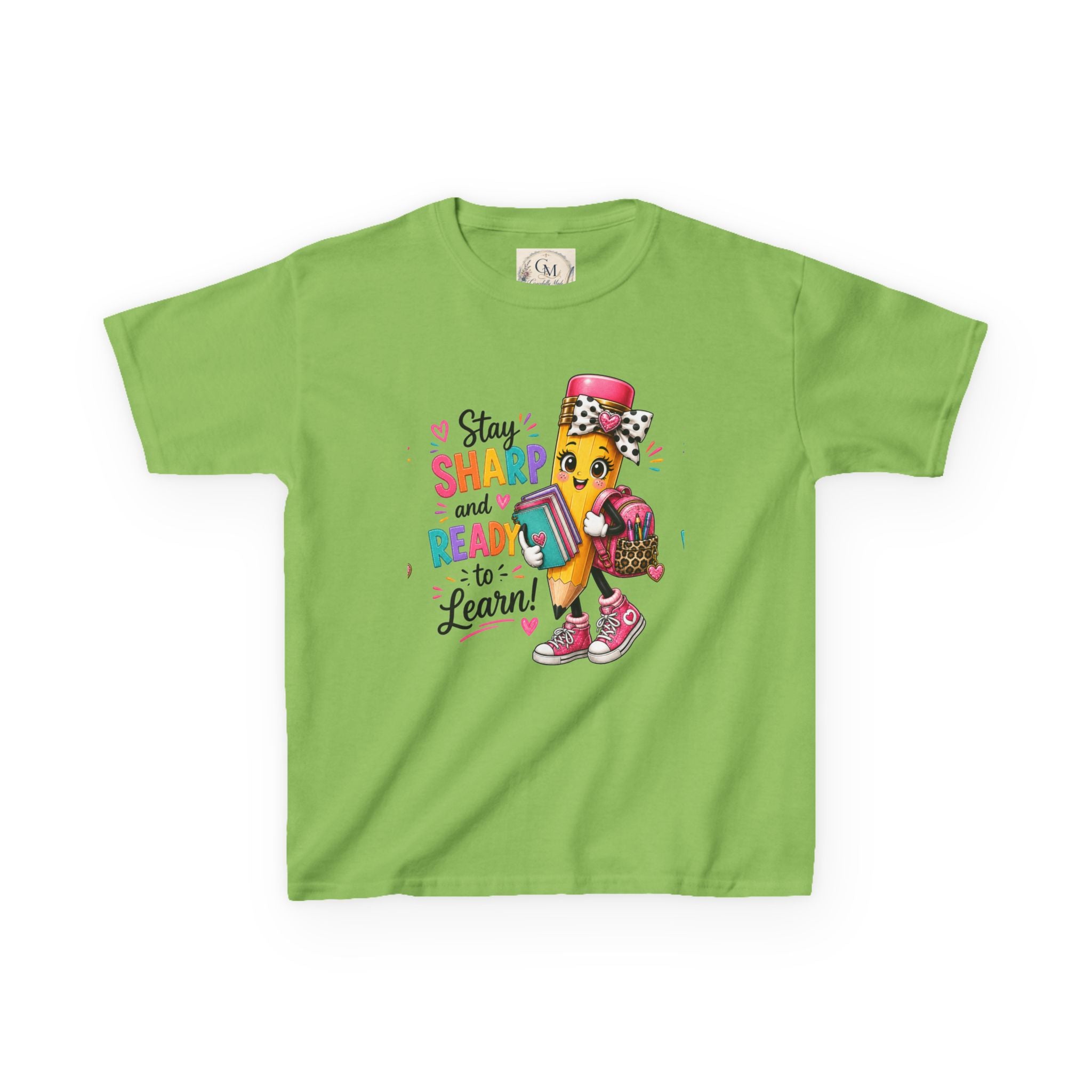 Stay Sharp and Ready to Learn Kids T-Shirt - Back-to-School Pencil Design