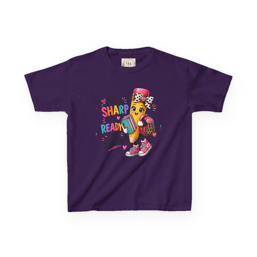 Stay Sharp and Ready to Learn Kids T-Shirt - Back-to-School Pencil Design