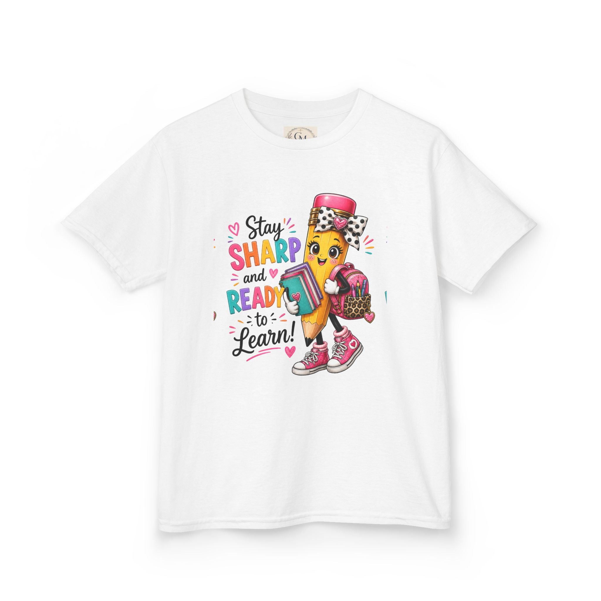 Stay Sharp and Ready to Learn Kids T-Shirt - Back-to-School Pencil Design