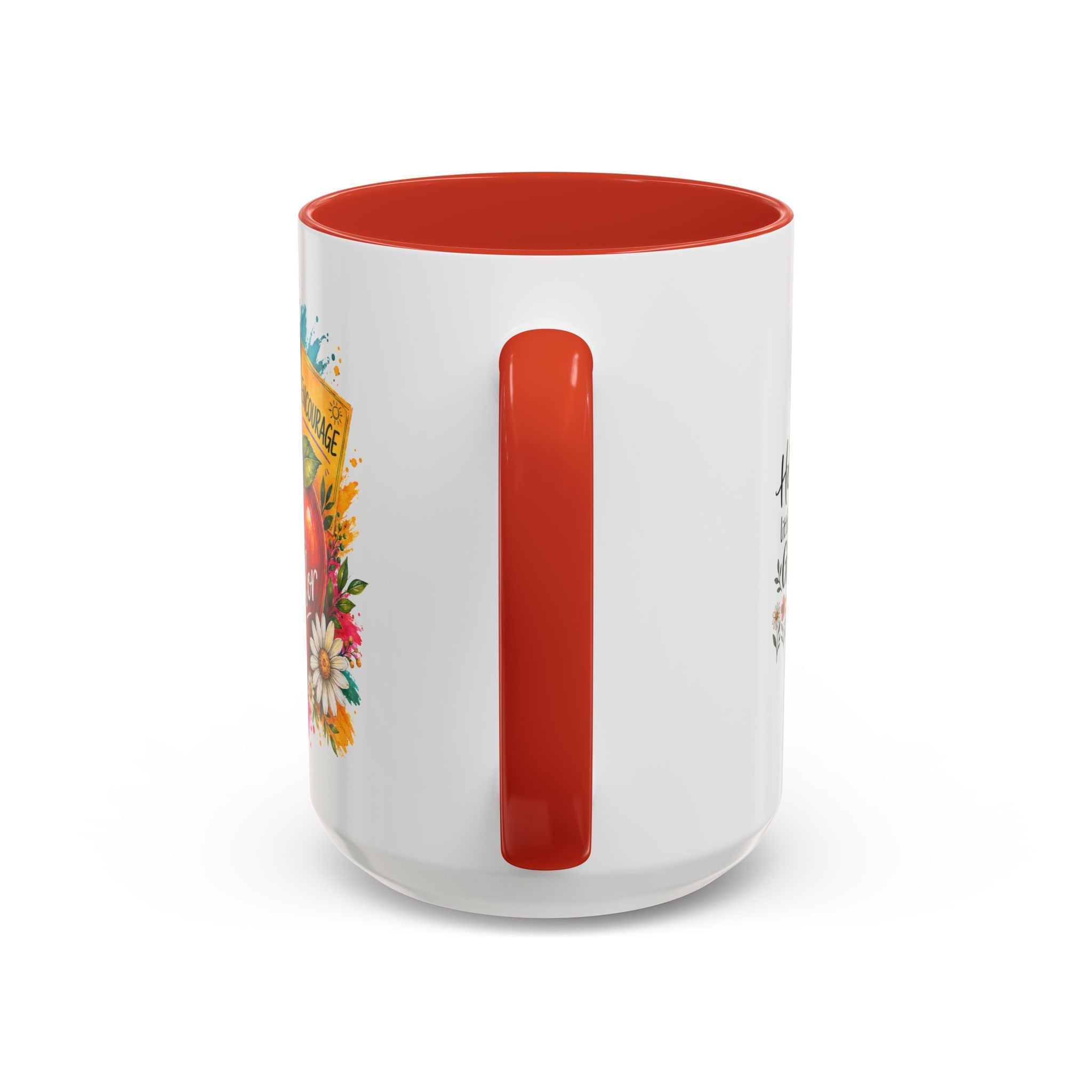 Teacher Coffee Mug — Personalized "Mrs. Taylor" Apple Design (Inspire, Encourage, Make a Difference)