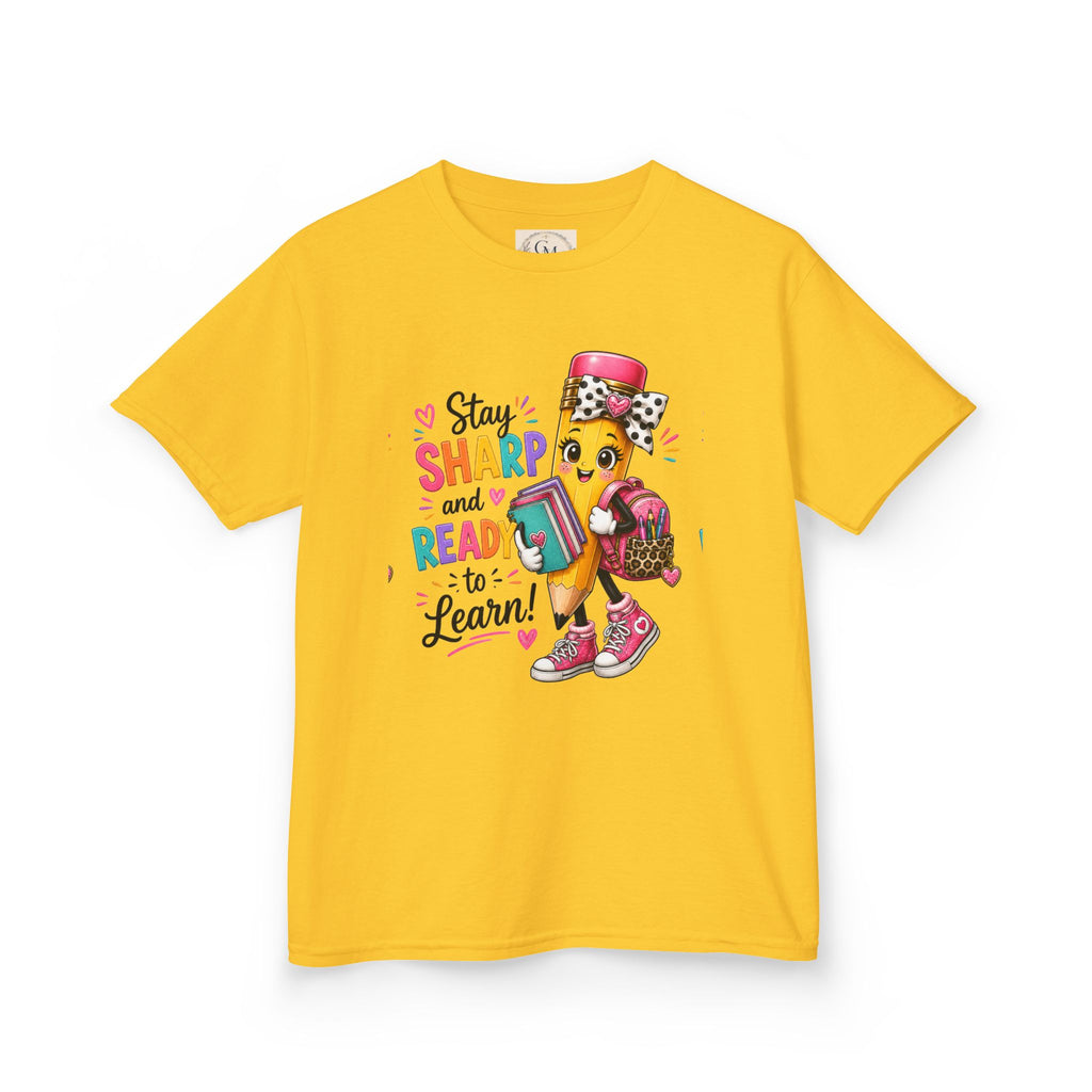 Stay Sharp and Ready to Learn Kids T-Shirt - Back-to-School Pencil Design