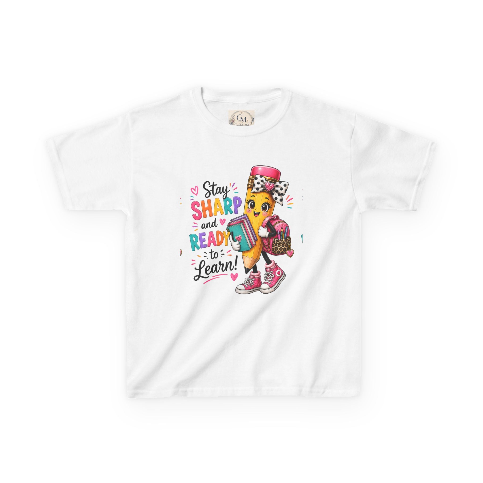 Stay Sharp and Ready to Learn Kids T-Shirt - Back-to-School Pencil Design
