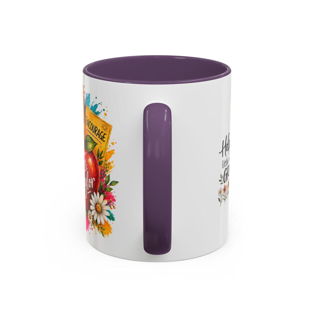Teacher Coffee Mug — Personalized "Mrs. Taylor" Apple Design (Inspire, Encourage, Make a Difference)