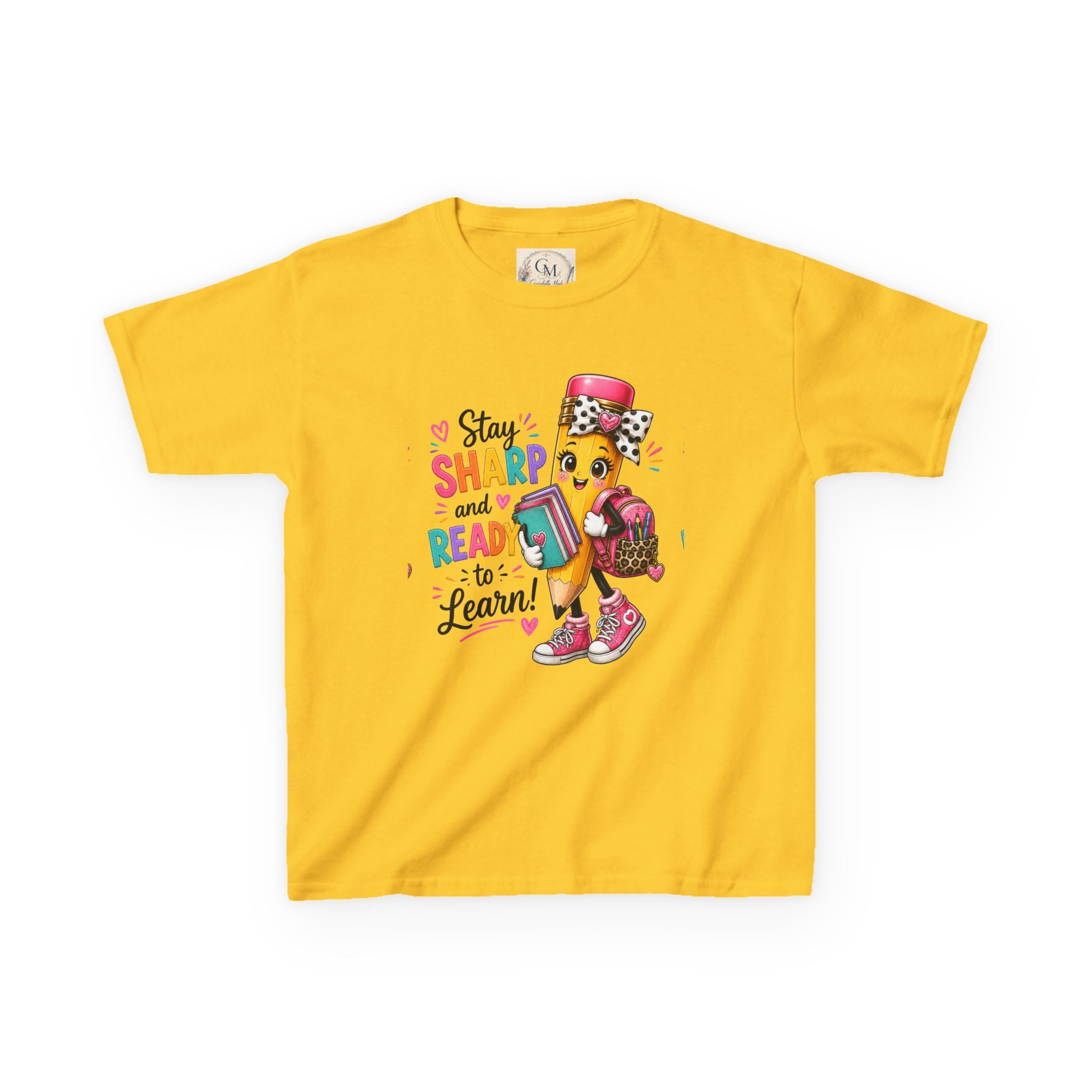 Stay Sharp and Ready to Learn Kids T-Shirt - Back-to-School Pencil Design