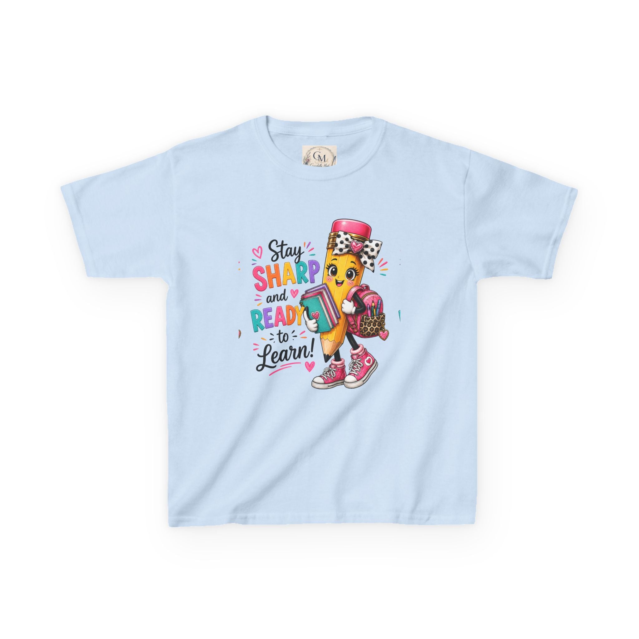 Stay Sharp and Ready to Learn Kids T-Shirt - Back-to-School Pencil Design