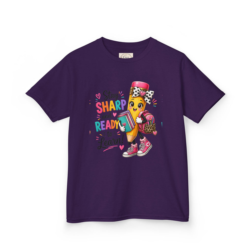 Stay Sharp and Ready to Learn Kids T-Shirt - Back-to-School Pencil Design