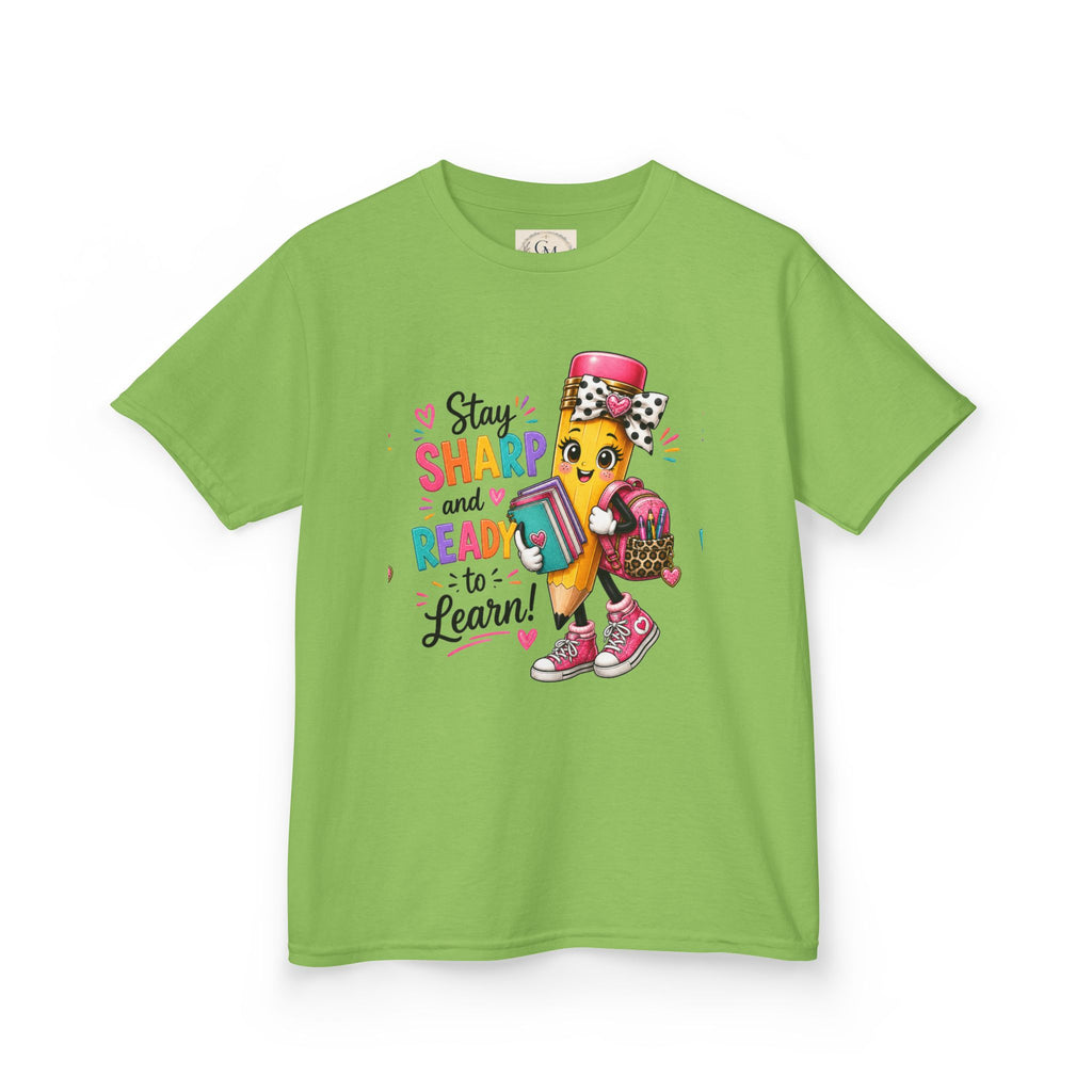 Stay Sharp and Ready to Learn Kids T-Shirt - Back-to-School Pencil Design