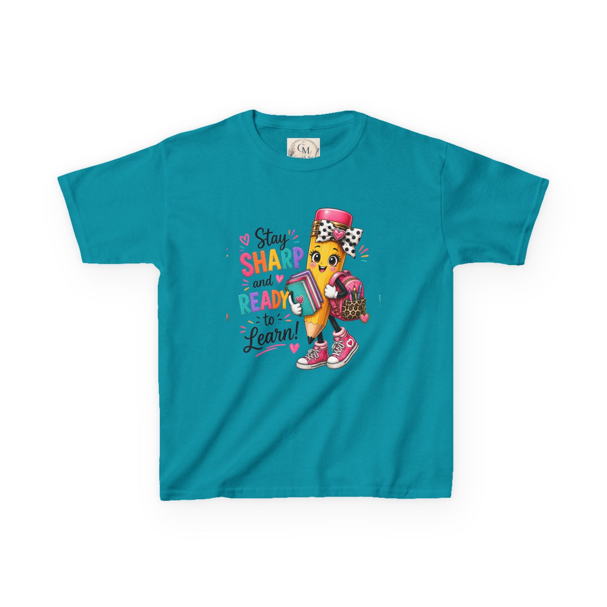 Stay Sharp and Ready to Learn Kids T-Shirt - Back-to-School Pencil Design