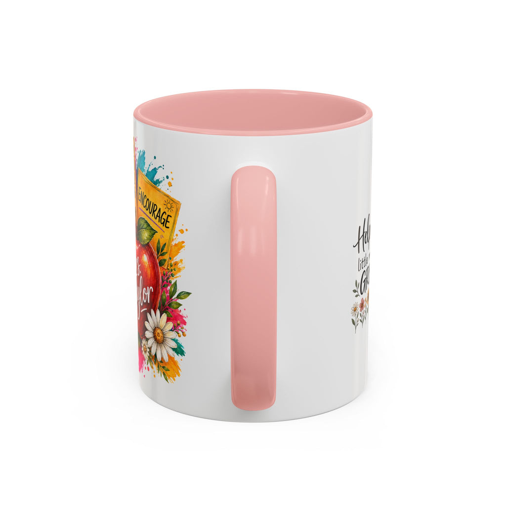 Teacher Coffee Mug — Personalized "Mrs. Taylor" Apple Design (Inspire, Encourage, Make a Difference)
