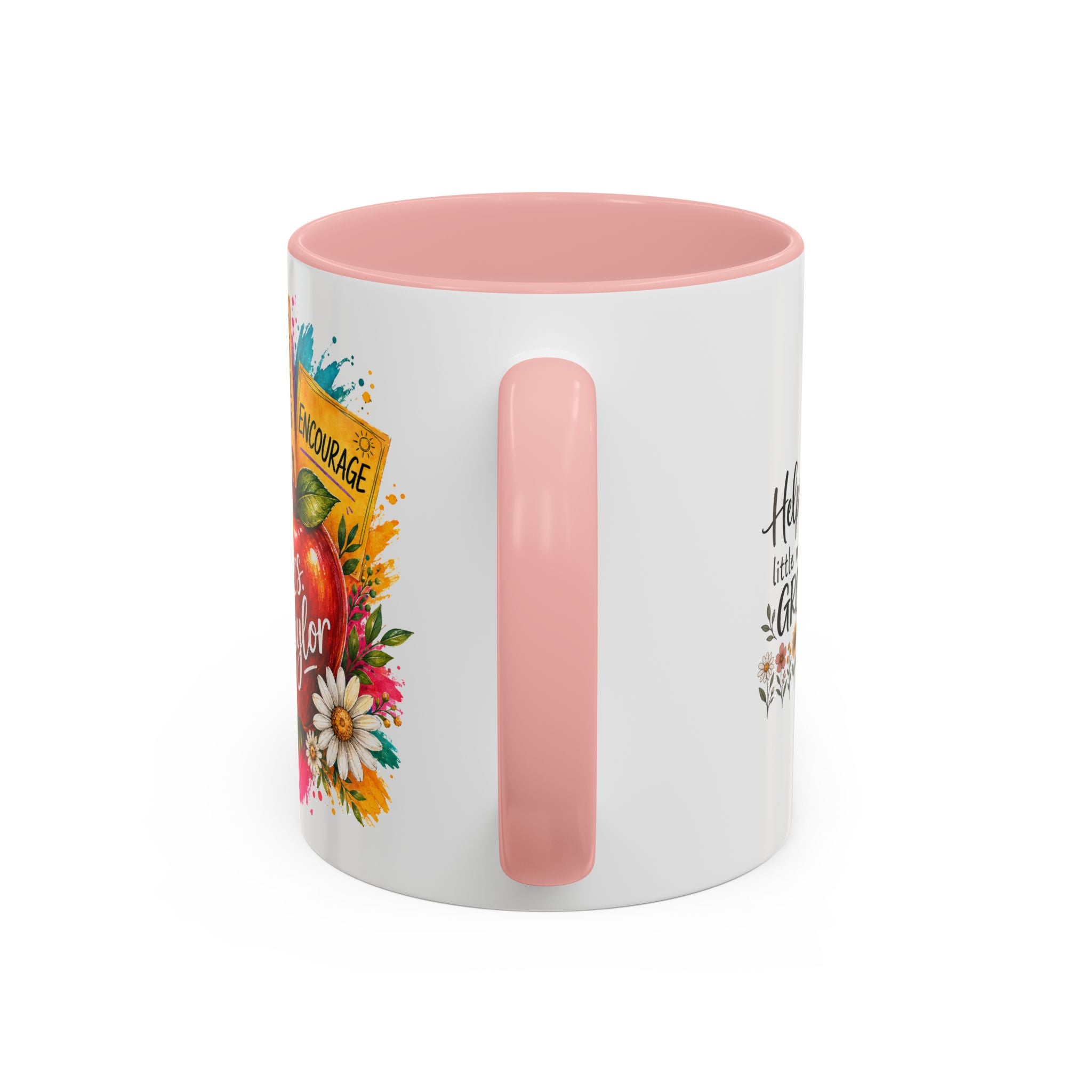 Teacher Coffee Mug — Personalized "Mrs. Taylor" Apple Design (Inspire, Encourage, Make a Difference)