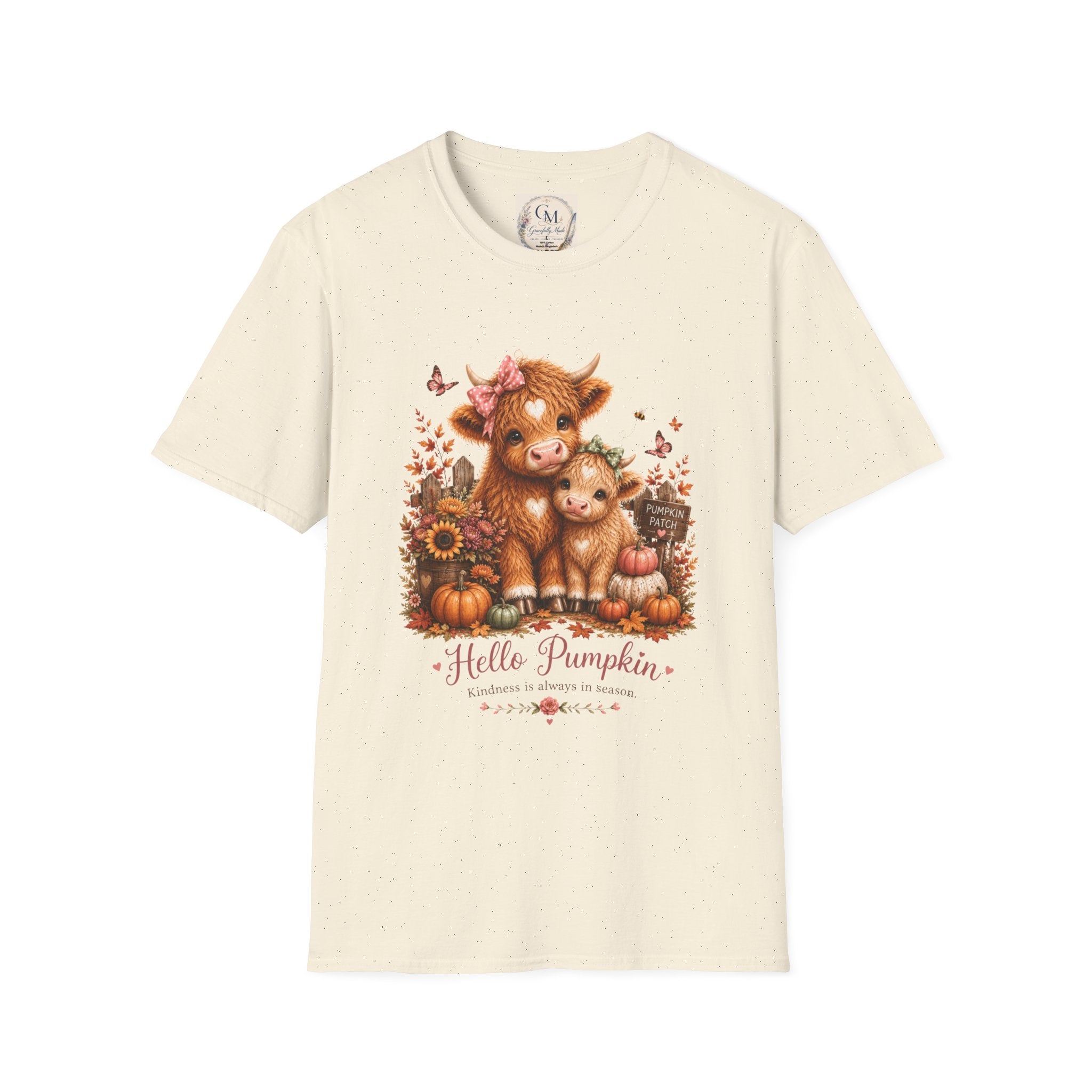 Hello Pumpkin Cow T-Shirt — Cute Autumn Highland Calf Tee