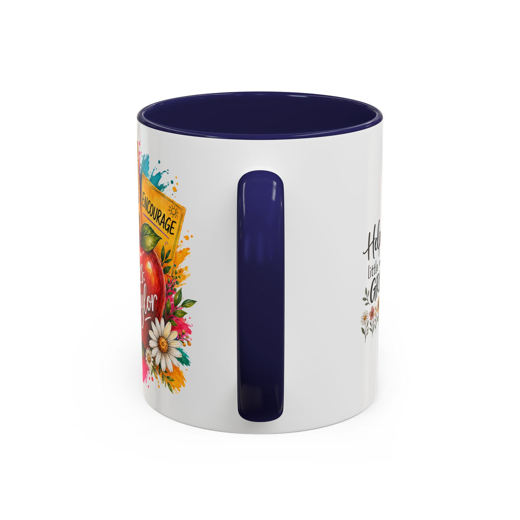Teacher Coffee Mug — Personalized "Mrs. Taylor" Apple Design (Inspire, Encourage, Make a Difference)