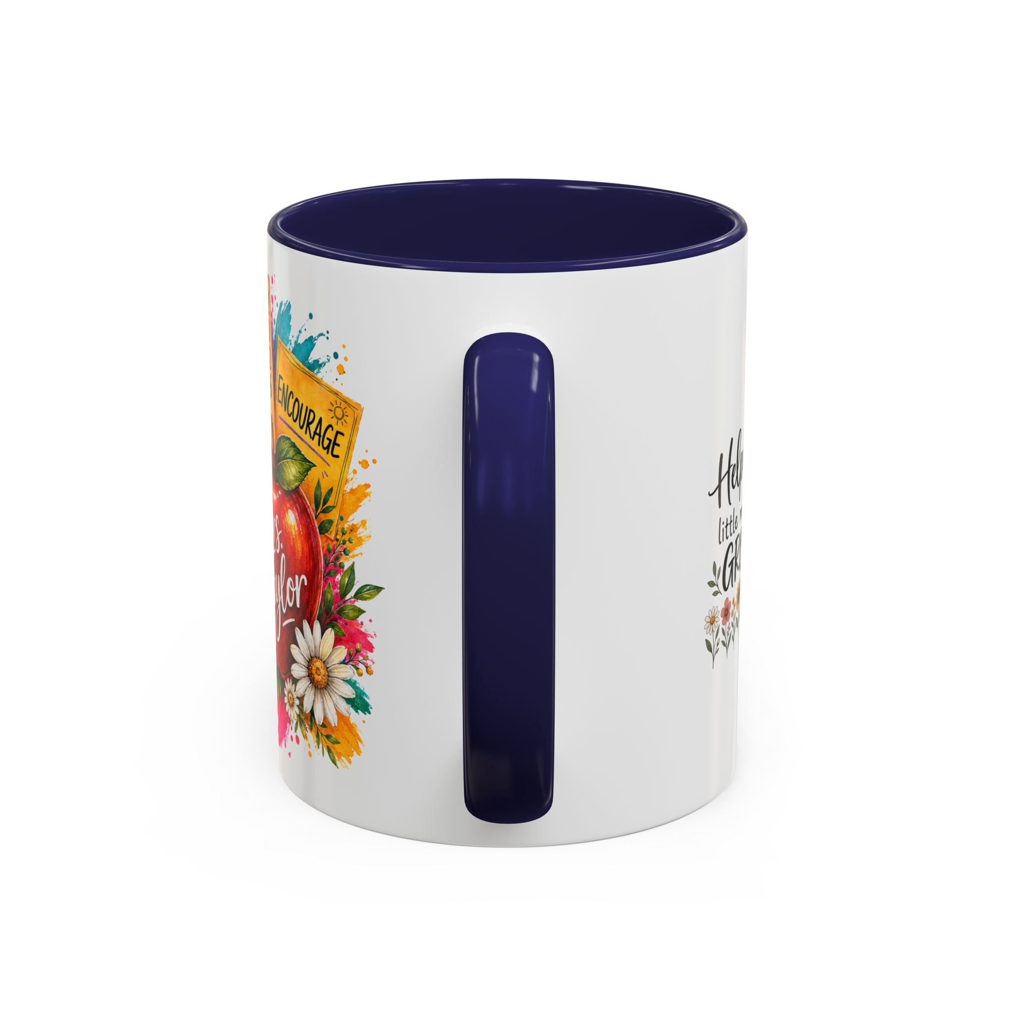 Teacher Coffee Mug — Personalized "Mrs. Taylor" Apple Design (Inspire, Encourage, Make a Difference)