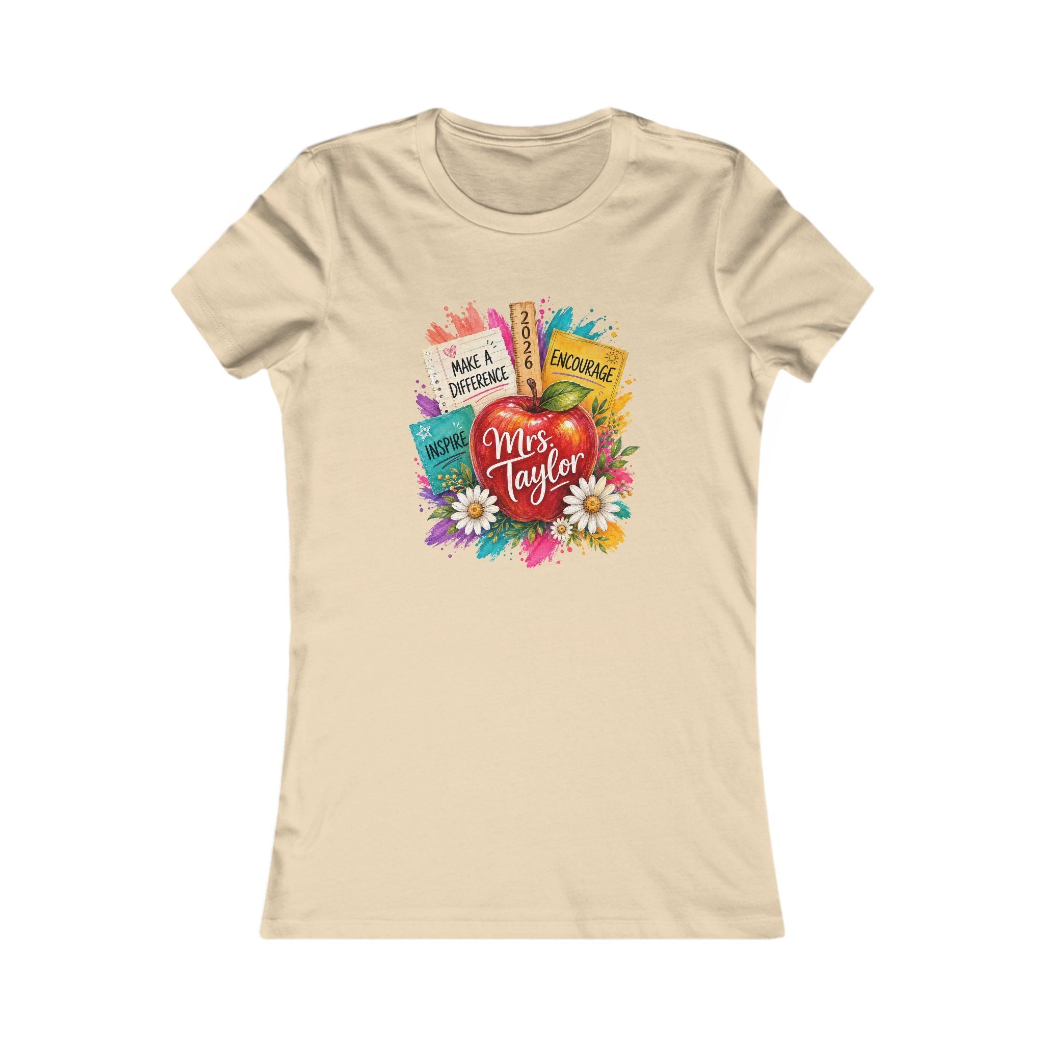 Teacher Appreciation T‑Shirt — "Mrs. Taylor" Colorful Apple & Books Design