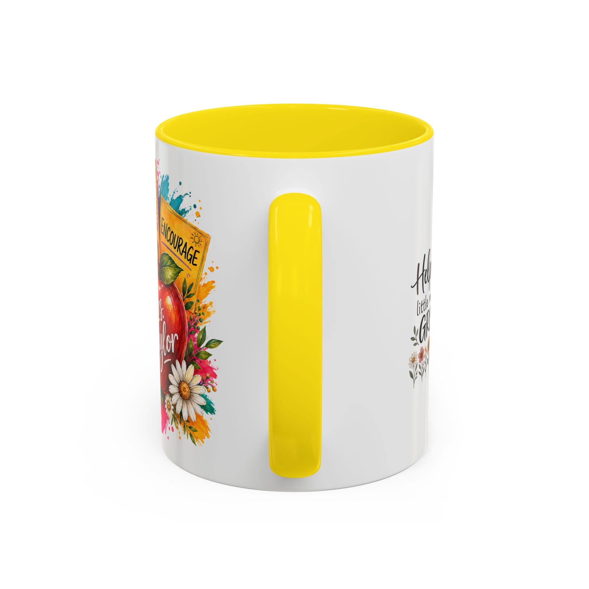 Teacher Coffee Mug — Personalized "Mrs. Taylor" Apple Design (Inspire, Encourage, Make a Difference)