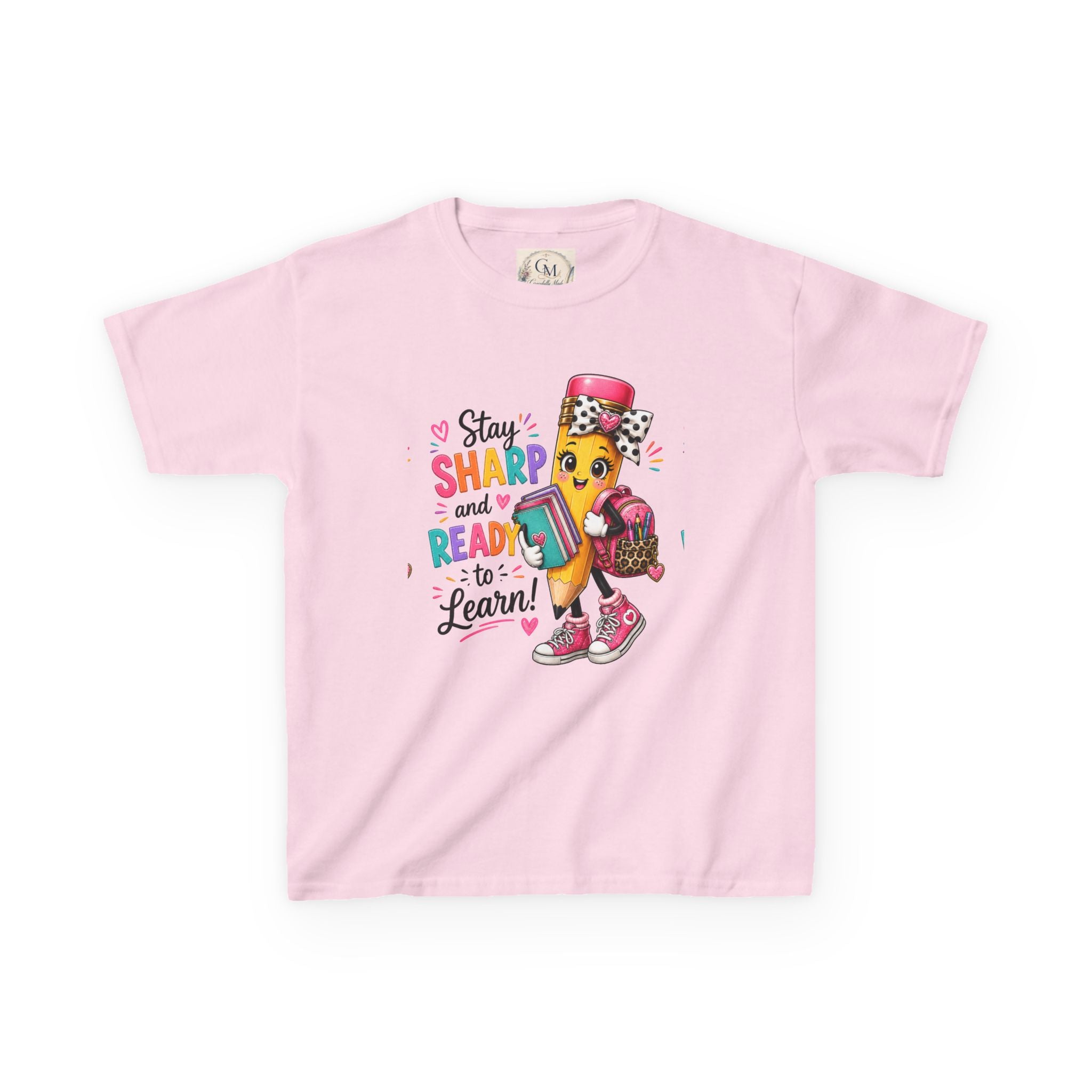 Stay Sharp and Ready to Learn Kids T-Shirt - Back-to-School Pencil Design