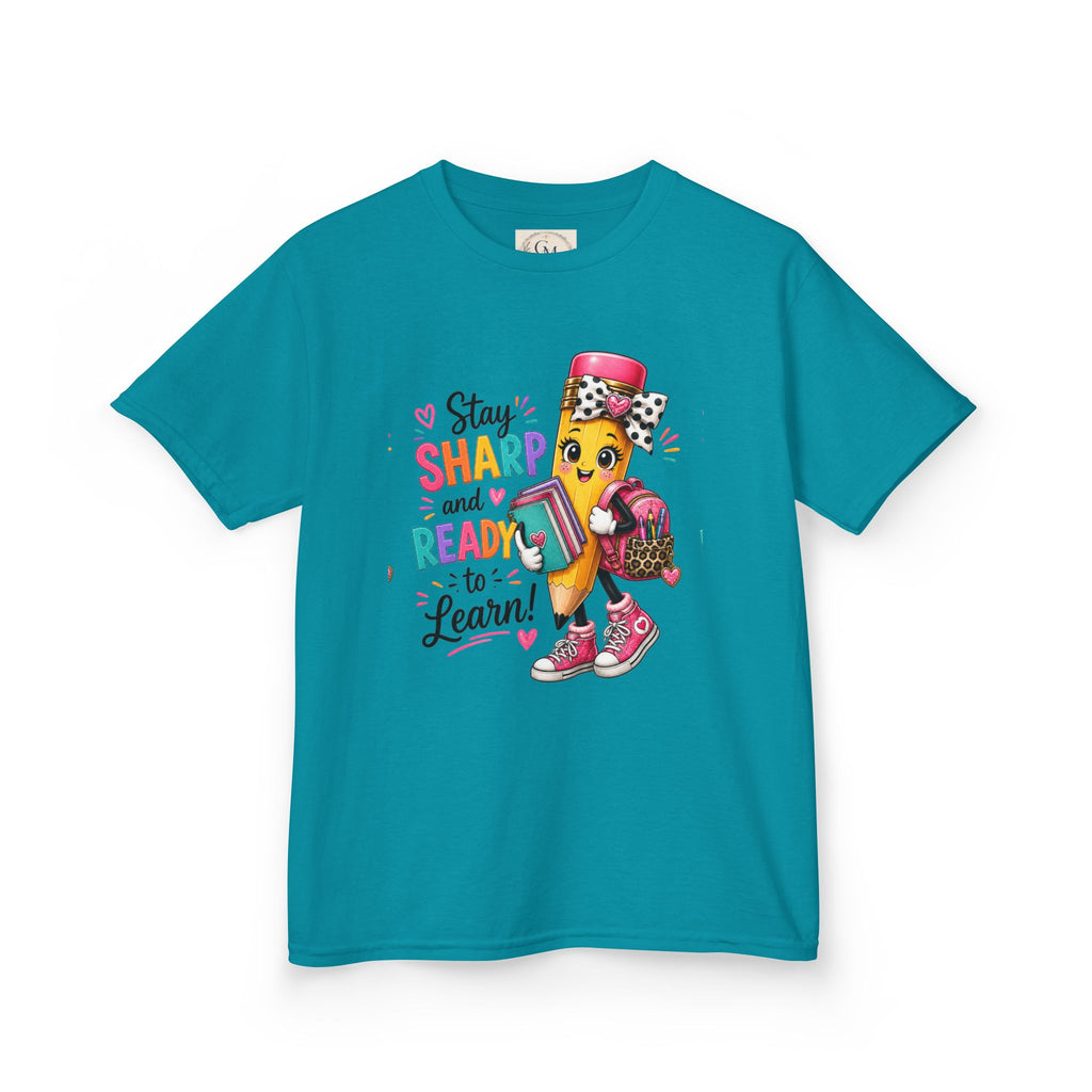 Stay Sharp and Ready to Learn Kids T-Shirt - Back-to-School Pencil Design